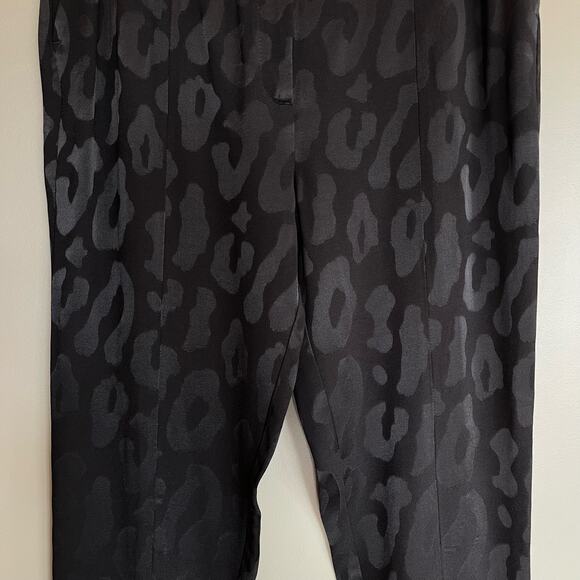 NWT Anine Bing Tate High Waist Trousers Size 6 Black Leopard Front Slit Pants - Picture 9 of 16